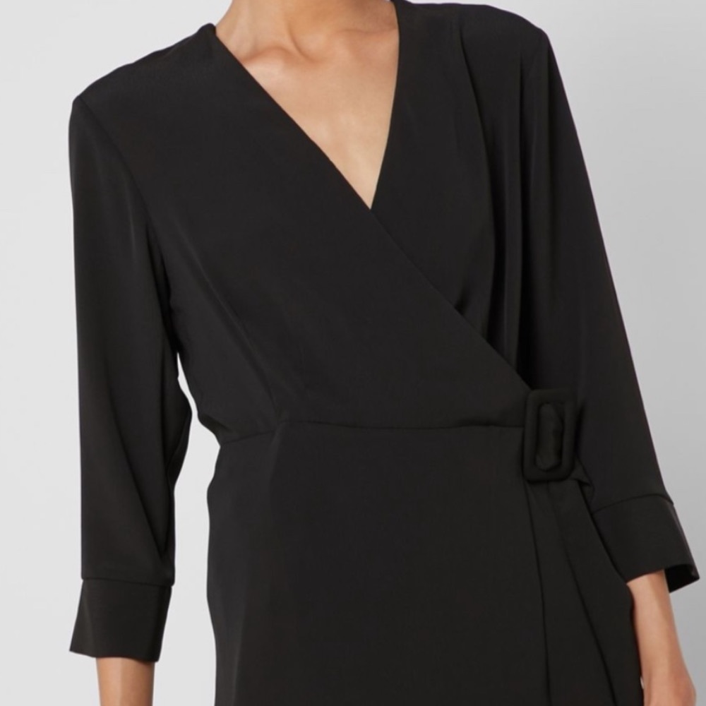 Topshop Black Buckled Wrap Dress
